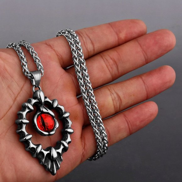 Other - Retro Cool Flame Gem Demon Eye Unisex Stainless Steel Necklace, GP1231472